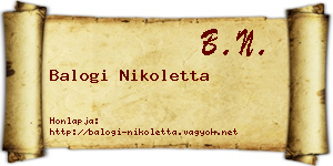 Balogi Nikoletta névjegykártya